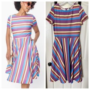 💛SOLD💛Like New Unique Vintage Neapolitan Stripes Dress: Large